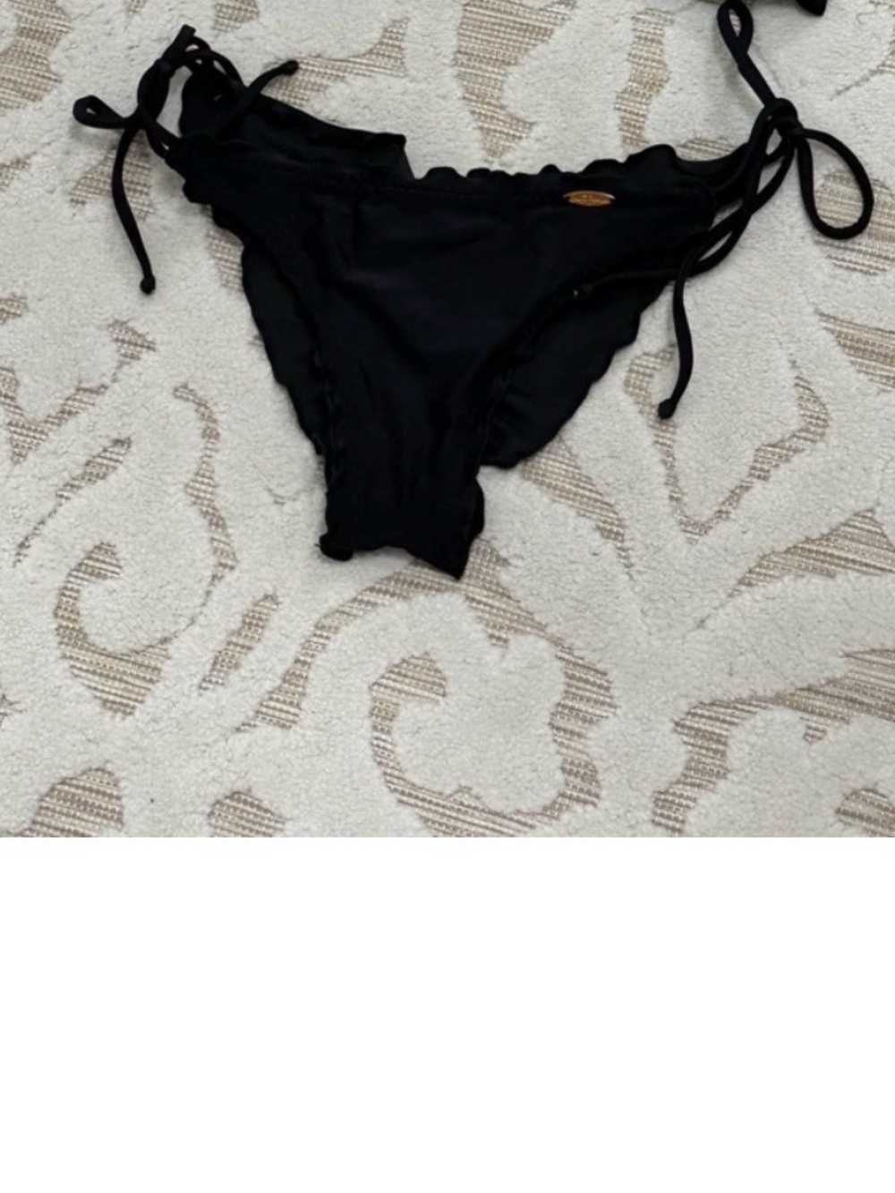 Luli Fama Black Tie-Side Scrunch Bikini Bottoms small